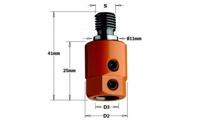 Adapter S=M10xØ11 D=8 RH