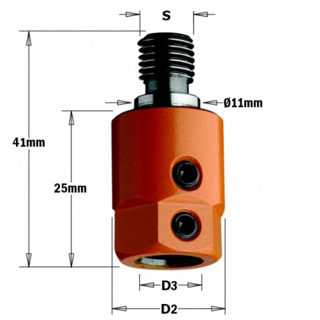Adapter S=M10xØ11 D=10 RH