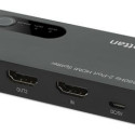 Manhattan 4K@60Hz 2-Port HDMI Splitter Splits One HDMI Input to Two HDMI Outputs (1x2), 18G, Black