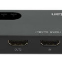 Manhattan 4K@60Hz 2-Port HDMI Splitter Splits One HDMI Input to Two HDMI Outputs (1x2), 18G, Black