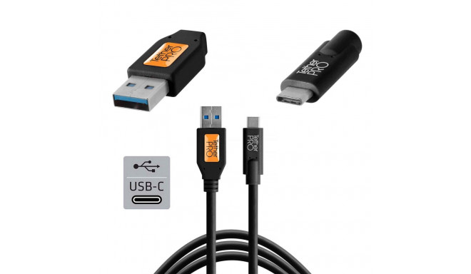 TetherPro USB 3.0 to USB-C 4.6m Black