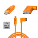 TetherPro USB-C to 3.0 Micro-B Right Angle 4.6m Orange