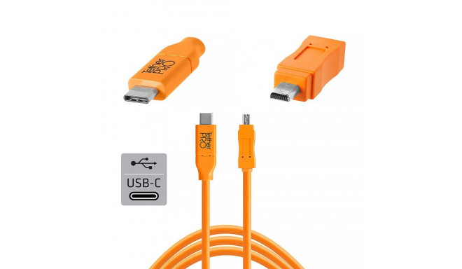 TetherPro USB-C to 2.0 Mini-B 8- Pin 4.6m Orange