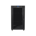 Free-standing cabinet 19 inches 22U 600x800 glass doors LCD (flat pack) v2 black