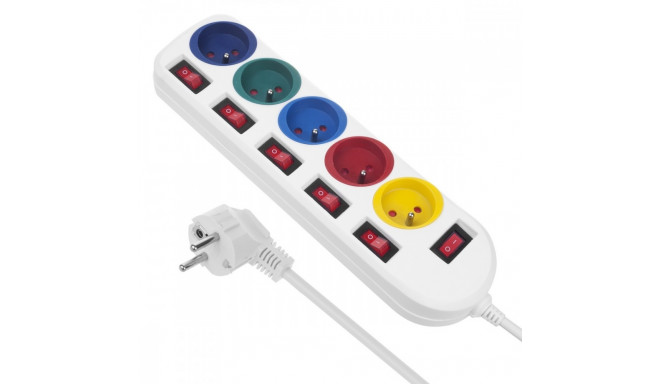 5 pesaga lülititega pikendusjuhe MCE204M/W