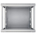 Wall cabinet rack 9U 600x450 gray glass door