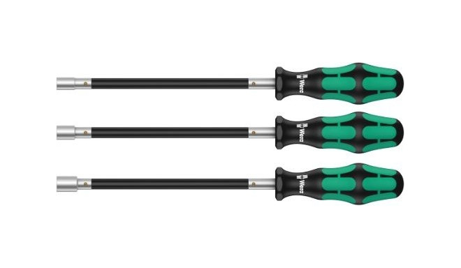 Wera 391/3 hose clamp screwdriver set (black/green, 3 pieces, with flexible shaft)