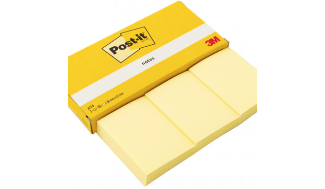 Märkmepaber iseliimuv POST-IT 653 38x51mm (pakis 3 x 100l.) kollane