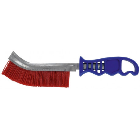 Abrasive nylon wire brush with plastic handle