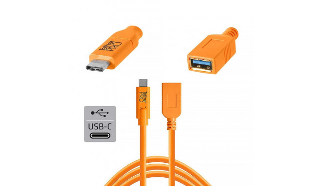 TetherPro USB-C to USB emane adapter 4.6 m oranž