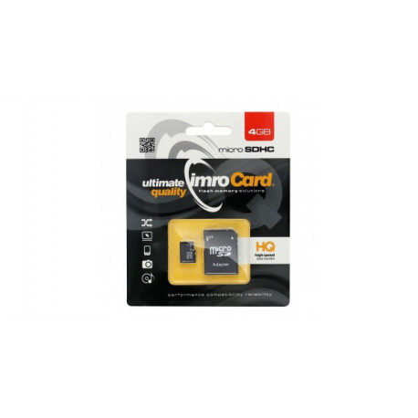 Imro memory card 4GB microSDHC cl. 10 + adapter