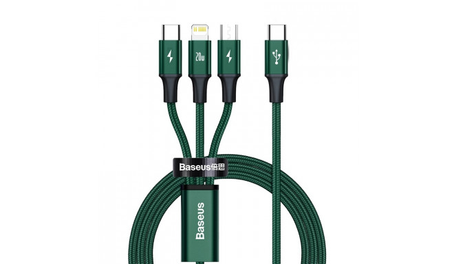 Baseus cable 3in1 Rapid PD USB-C - micro USB + Lightning + USB-C 1,5m green 20W