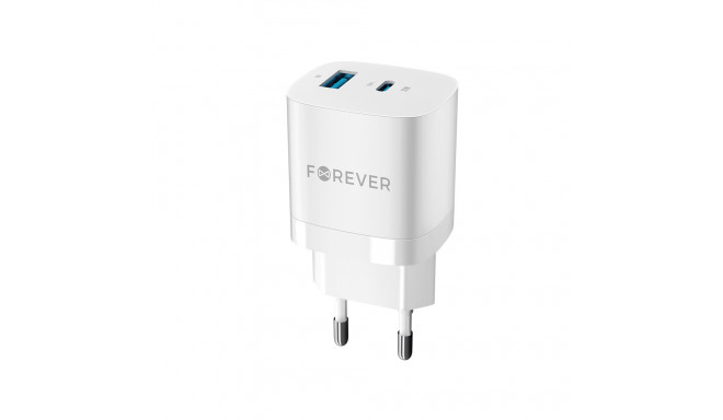 Forever TC-05-33AC GaN PD QC charger 1x USB-C 1x USB 33W white