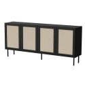 JUTA 4D chest of drawers 4D 200x39,5x90 black + linol calabria JUTA 4D chest of drawers 4D 200x39,5x90 black + linol calabria