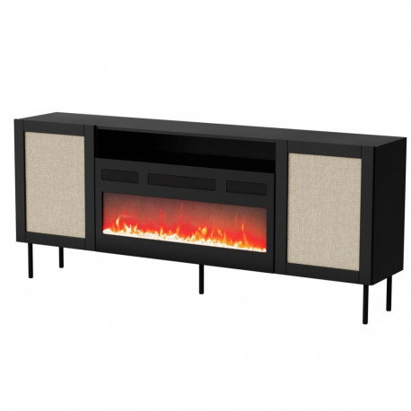 JUTA EF kummut + elektriline kamin 202x39.5x85 must + linol calabria