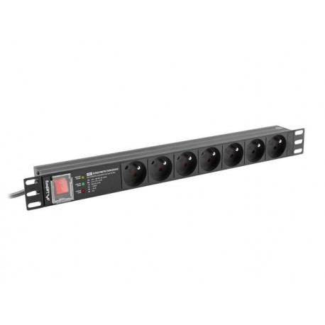 LANBERG toiteplokk PDU rack 19" (1U, 16A, 7x 230V PL, 2m)