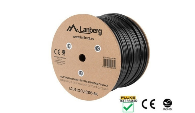 Lanberg LCU6-21CU-0305-BK võrgukaabel Must 305 m Cat6 U/UTP (UTP) välitingimustesse