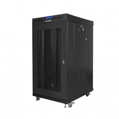 RACK CABINET 19" FREE-STANDING 22U/800X800 (FLAT PACK) WITH MESH DOOR LCD BLACK LANBERG V2