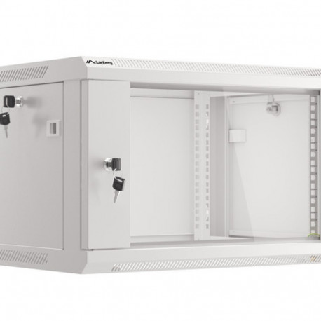 RACK CABINET 19" WALL-MOUNT 6U/600X450 (FLAT PACK) WITH GLASS DOOR GREY LANBERG V2