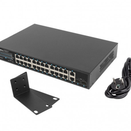 Lanberg võrgulüliti 24X 1GB PoE+/2X GB 2X SFP rack 19" Gigabit Ethernet 360W