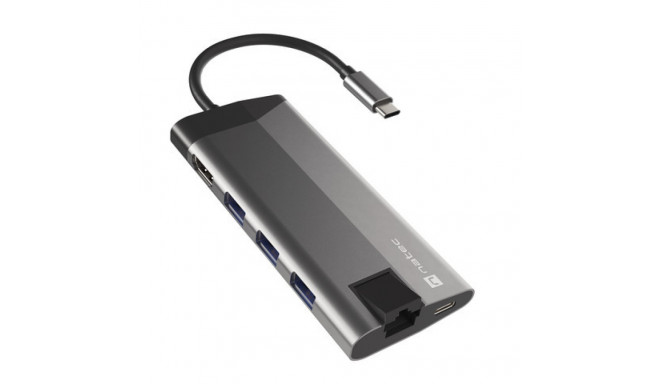 USB-C MULTIPORT ADAPTER 8 IN 1 NATEC FOWLER PLUS  HUB USB 3.0 3X, HDMI 4K, USB-C PD, RJ45, SD, MICRO