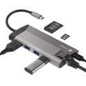 USB-C MULTIPORT ADAPTER 8 IN 1 NATEC FOWLER PLUS  HUB USB 3.0 3X, HDMI 4K, USB-C PD, RJ45, SD, MICRO