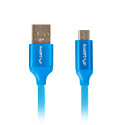 USB MICRO(M)->USB-A(M) 2.0 CABLE 1M BLUE PREMIUM QC 3.0 LANBERG