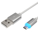 USB MICRO(M)->USB-A(M) 2.0 CABLE 1M SILVER LED NATEC PRATI