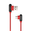 Natec kaabel microUSB (M) nurgaga - USB-A (M) 2.0 nurgaga 1m, punane