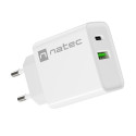 USB CHARGER NATEC RIBERA 1X USB-A + 1X USB-C 20W WHITE