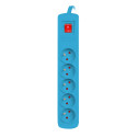SURGE PROTECTOR NATEC BERCY 400 1.5M 5X FRENCH OUTLETS BLUE