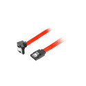 SATA DATA III (6GB/S) F/F CABLE 30CM ANGLED METAL CLIPS RED LANBERG
