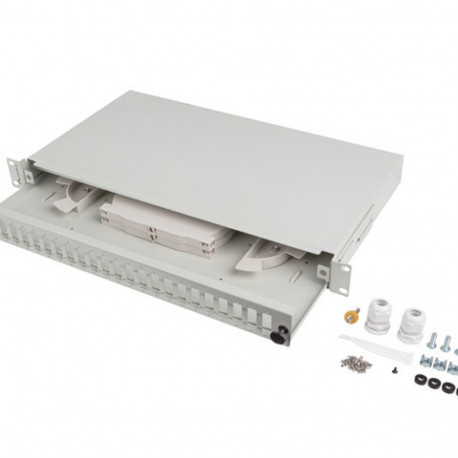 RACKMOUNT 19" 1U FIBER PATCH PANEL LANBERG 24XSC DUPLEX / 24XLC QUAD GREY + ACCESSORIES