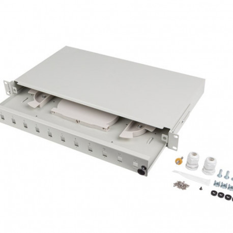 RACKMOUNT 19" 1U FIBER PATCH PANEL LANBERG 12XSC SIMPLEX / 12XLC DUPLEX GREY + ACCESSORIES