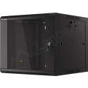 RACK CABINET 19" WALL-MOUNTED 9U/600 WITH GLASS DOOR BLACK LANBERG (ASSEMBLED)