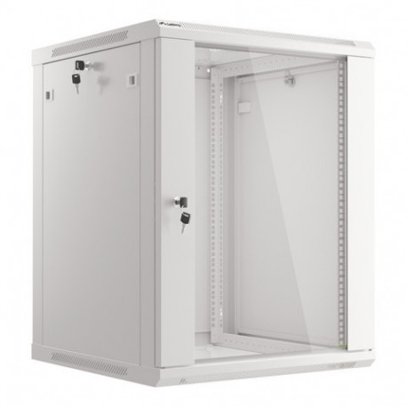 RACK CABINET 19" WALL-MOUNT 15U/600X600 (FLAT PACK) WITH GLASS DOOR GREY LANBERG V2