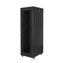 RACK CABINET 19" FREE-STANDING 42U/800X800 (FLAT PACK) WITH MESH DOOR BLACK LANBERG