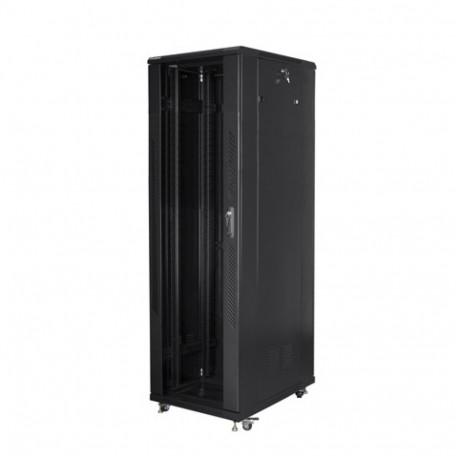 RACK CABINET 19" FREE-STANDING 42U/800X800 (FLAT PACK) WITH GLASS DOOR BLACK LANBERG