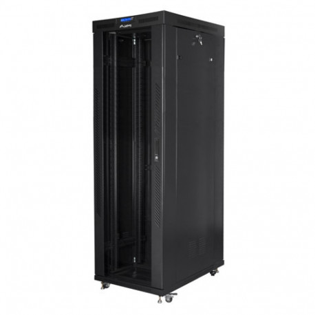 RACK CABINET 19" FREE-STANDING 42U/800X1000 (FLAT PACK) WITH GLASS DOOR LCD BLACK LANBERG V2