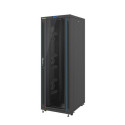 RACK CABINET 19" FREE-STANDING 37U/800X1000 (FLAT PACK) WITH GLASS DOOR LCD BLACK LANBER