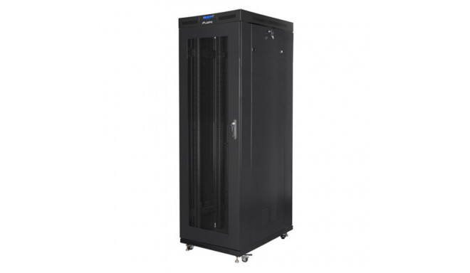 RACK CABINET 19" FREE-STANDING 27U/800X1200 (FLAT PACK) WITH MESH DOOR LCD BLACK LANBERG