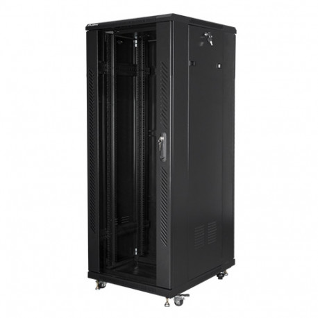 RACK CABINET 19" FREE-STANDING 32U/600X800 (FLAT PACK) WITH GLASS DOOR BLACK LANBERG