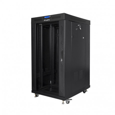 RACK CABINET 19" FREE-STANDING 22U/800X800 (FLAT PACK) WITH GLASS DOOR LCD BLACK LANBERG V2