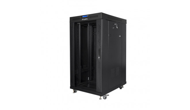 RACK CABINET 19" FREE-STANDING 22U/800X800 (FLAT PACK) WITH GLASS DOOR LCD BLACK LANBERG V2