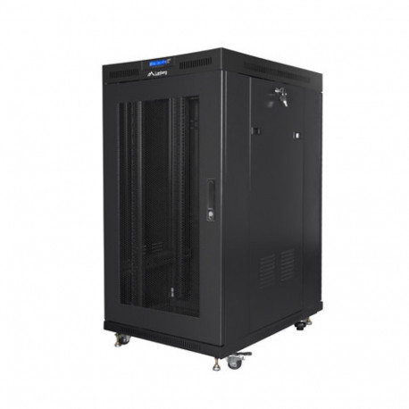 RACK CABINET 19" FREE-STANDING 22U/800X1000 (FLAT PACK) WITH MESH DOOR LCD BLACK LANBERG V2