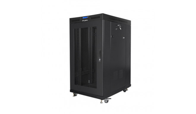 RACK CABINET 19" FREE-STANDING 22U/800X1000 (FLAT PACK) WITH MESH DOOR LCD BLACK LANBERG V2
