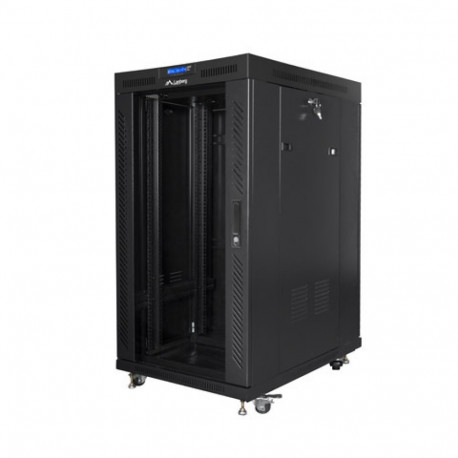RACK CABINET 19" FREE-STANDING 22U/800X1000 (FLAT PACK) WITH GLASS DOOR LCD BLACK LANBERG V2