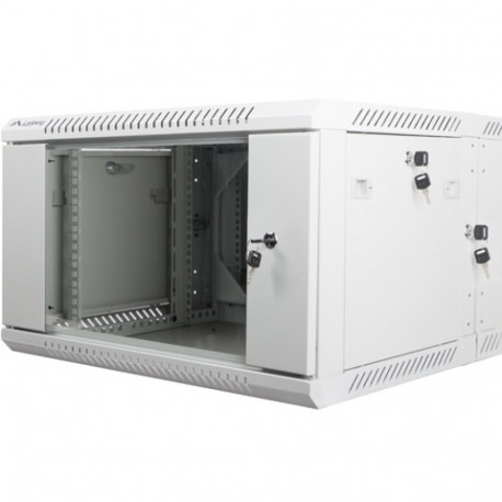 RACK CABINET 19" DOUBLE-SECTION WALL-MOUNT 6U/600X600 (FLAT PACK) GREY LANBERG