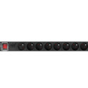 POWER DISTRIBUTION UNIT (PDU) 19" LANBERG 1U 16A 2M 8X FRENCH OUTLETS BLACK