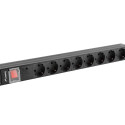 Lanberg pikendusjuhge PDU 19" 1U 16A 2M 8x Chuko Outlets, must